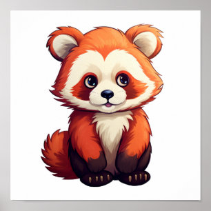 Poster Illustration de panda rouge caricature