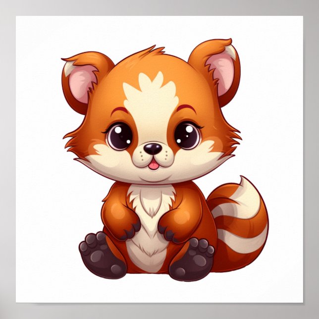 Poster Illustration de panda rouge caricature (Devant)