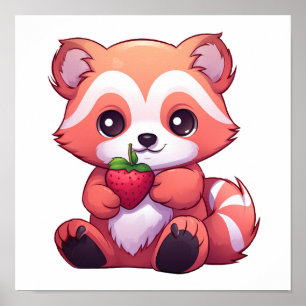 Poster Illustration de panda rouge caricature