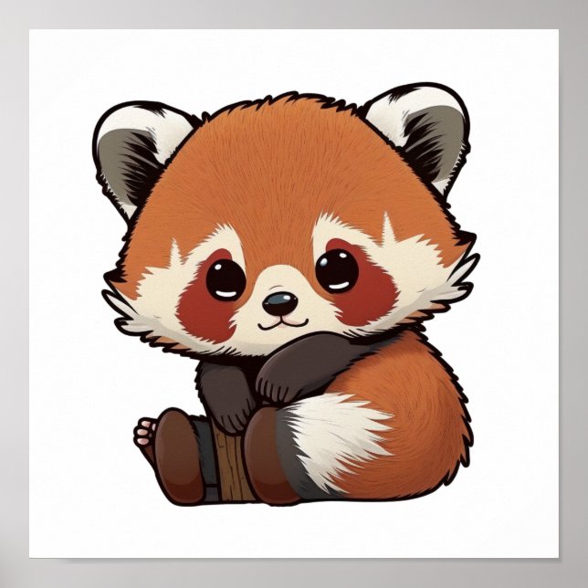 Poster Illustration de panda rouge caricature (Devant)