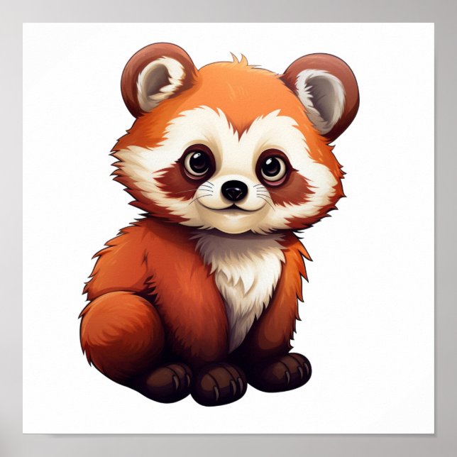 Poster Illustration de panda rouge caricature (Devant)