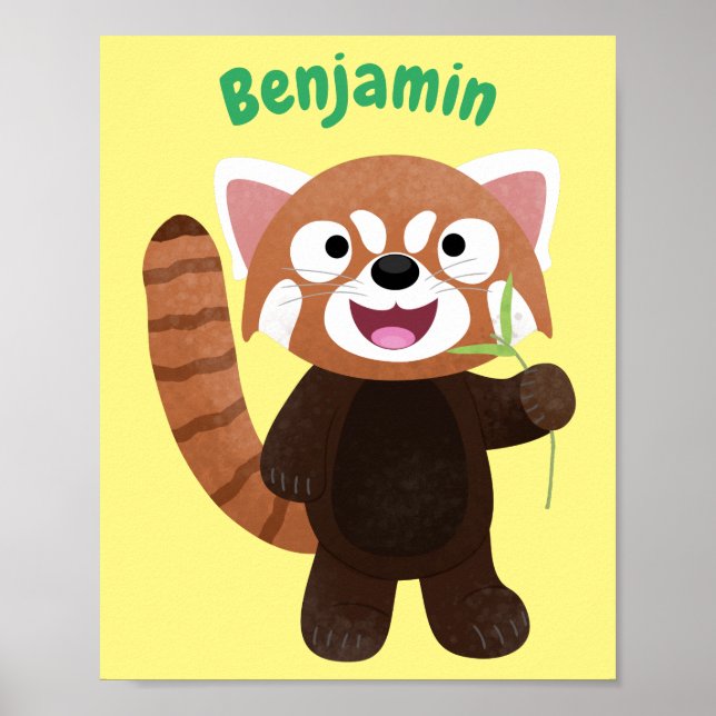 Poster Illustration de panda rouge mignon (Devant)