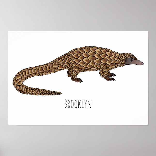 Poster Illustration de pangolin à queue longue (Devant)