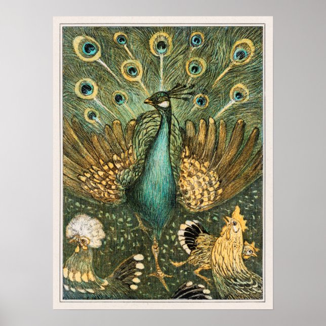 Poster Illustration de paon vintage (Devant)