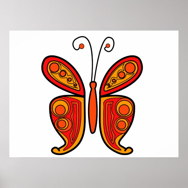 Poster Illustration de papillon orange (Devant)
