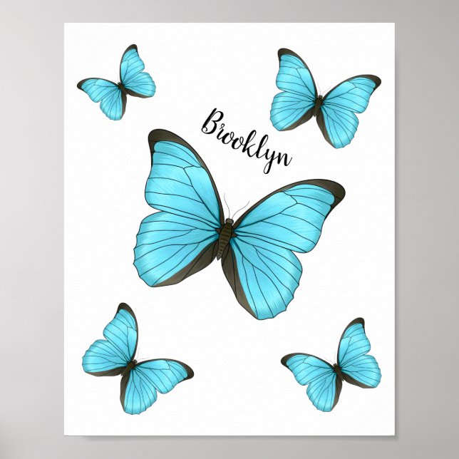 Poster Illustration de papillons Morpho (Devant)