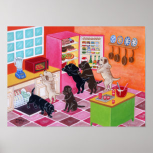 Poster Illustration de partie de cuisine de Labrador