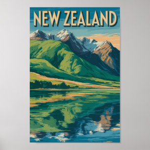 Poster Illustration de paysage de Nouvelle-Zélande Art de
