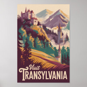 Poster Illustration de paysage de Transylvanie Art de voy