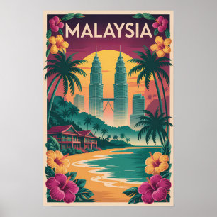 Poster Illustration de paysage malaisien Art de voyage vi