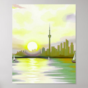 Poster Illustration de paysage montagneux coloré abstrait