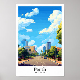 Poster Illustration de Perth Australia Art Vintage voyage