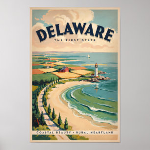 Poster Illustration de phare du Delaware Art de voyage ré
