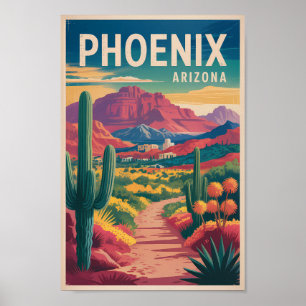 Poster Illustration de Phoenix Arizona Art de voyage vint