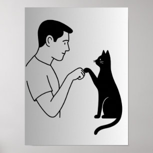Poster Illustration de poing de chat minimaliste