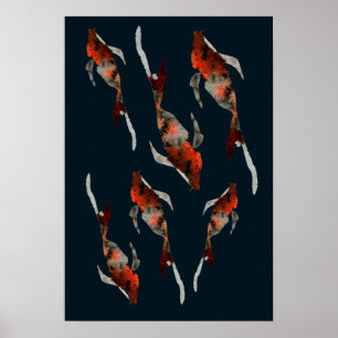 Poster Illustration de poisson koi aquarelle