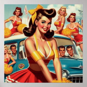 Poster Illustration de Pom-pom girl vintage