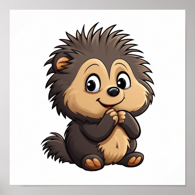 Poster Illustration de porcupine de dessin (Devant)