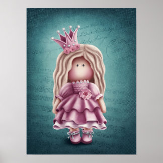 Poster Illustration de poupée de fille mignonne