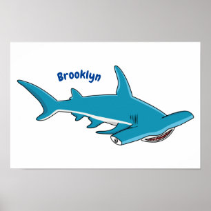 Poster Illustration de requin marteau