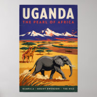 Illustration de safari en Ouganda Art de voyage vi