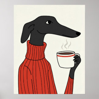 Poster Illustration de Saluki Cozy Coffee