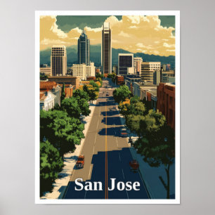 Poster Illustration de San Jose California Vintage voyage