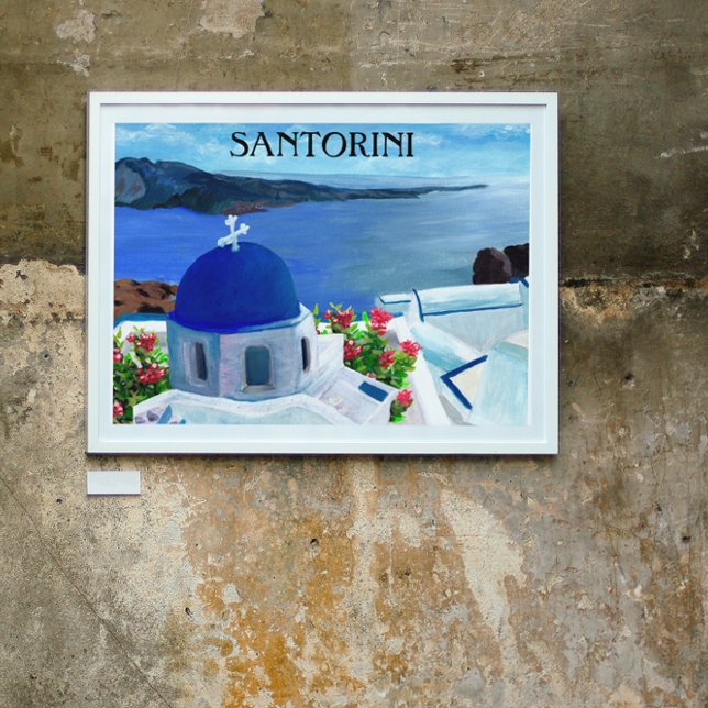 Poster Illustration de Santorin Grèce (Santorini Greece Painting)