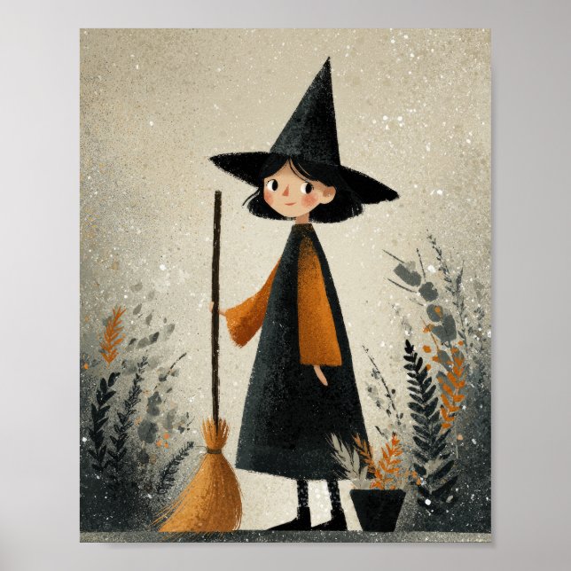 Poster Illustration de sorcière lunaire de la pépinière d (Devant)