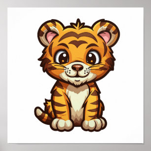 Poster Illustration de tigre de dessin