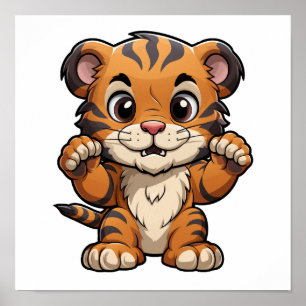 Poster Illustration de tigre de dessin