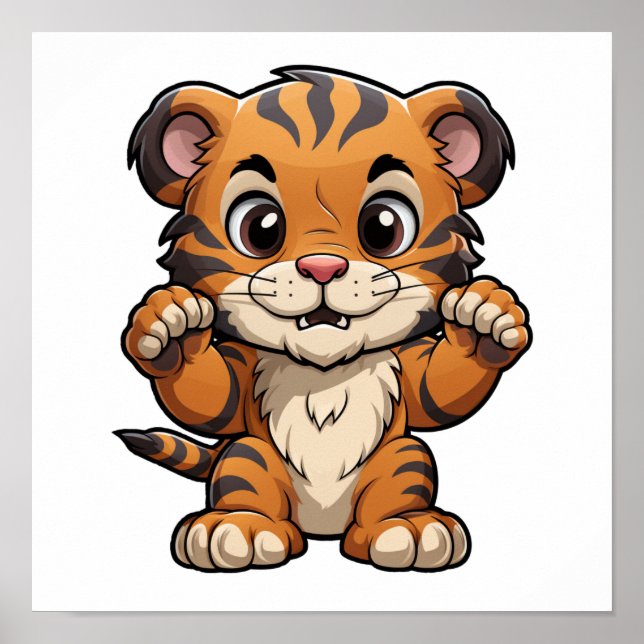 Poster Illustration de tigre de dessin (Devant)
