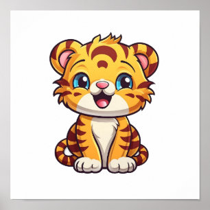 Poster Illustration de tigre de dessin