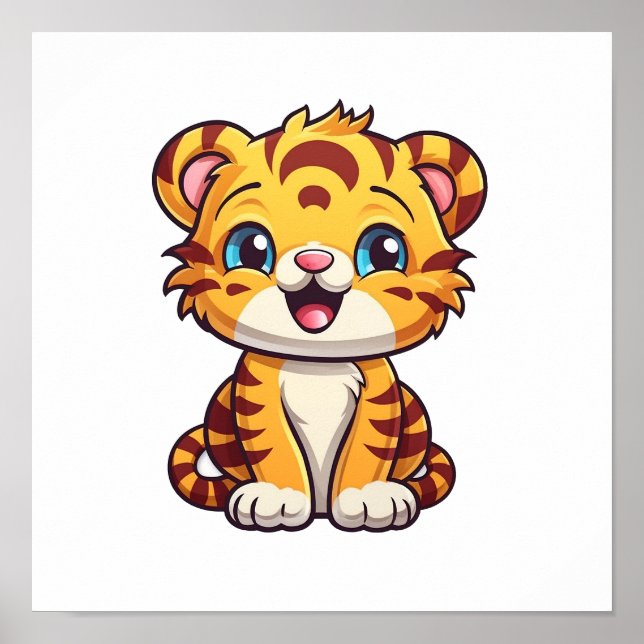 Poster Illustration de tigre de dessin (Devant)