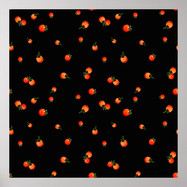 Poster Illustration de tomates cerises. Aquarelle transpa (Devant)
