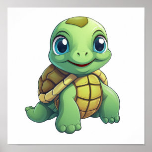 Poster Illustration de tortue caricaturale