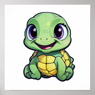 Poster Illustration de tortue caricaturale