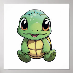 Poster Illustration de tortue caricaturale