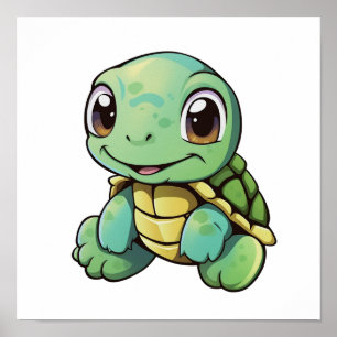 Poster Illustration de tortue caricaturale