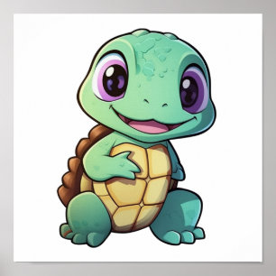 Poster Illustration de tortue caricaturale
