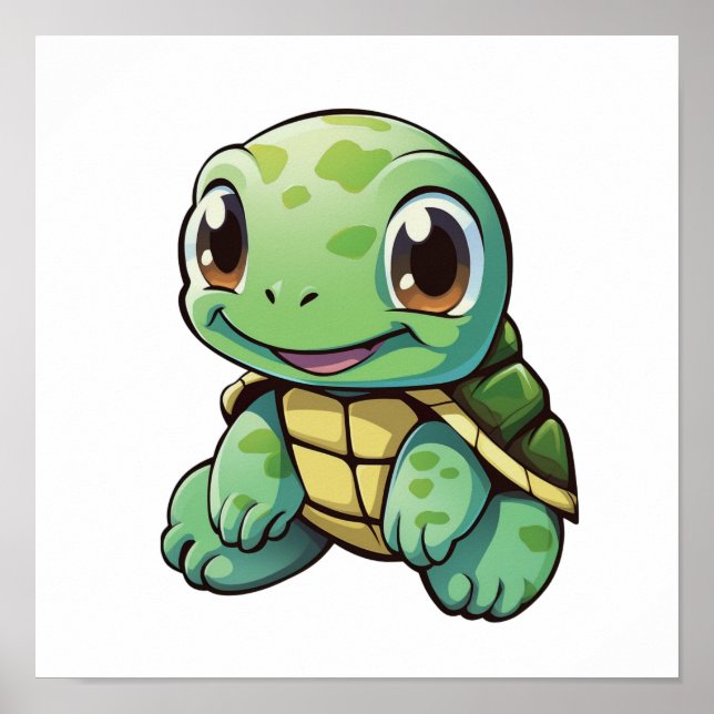 Poster Illustration de tortue caricaturale (Devant)