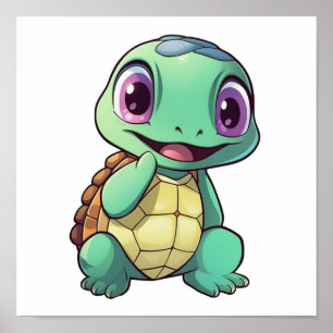 Poster Illustration de tortue caricaturale