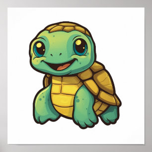 Poster Illustration de tortue caricaturale