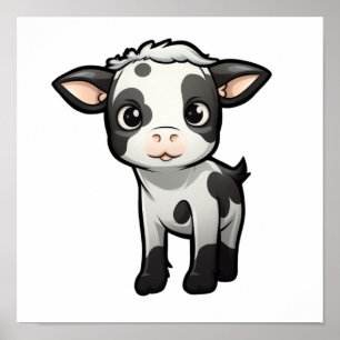 Poster Illustration de vache caricaturale