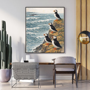 Poster Illustration de vagues océaniques naturelles