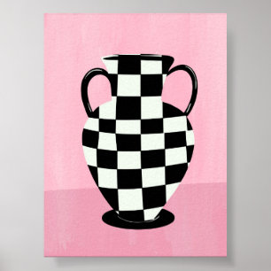 Poster Illustration de vase Abstrait rose et violet