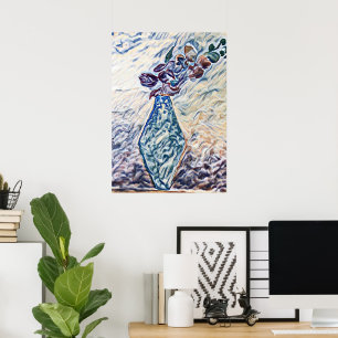 Poster Illustration de vase floral texturé classique