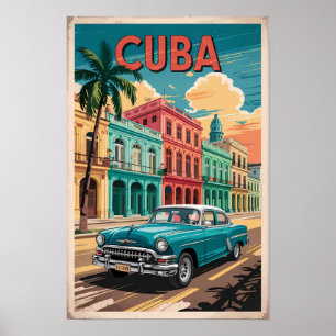 Poster Illustration de voiture classique de Cuba Art de v