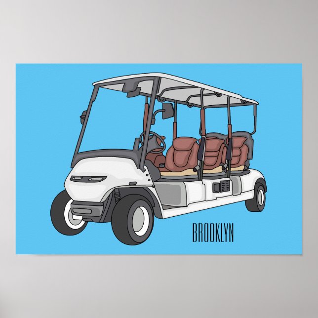 Poster Illustration de voiturette de golf en dessin animé (Devant)