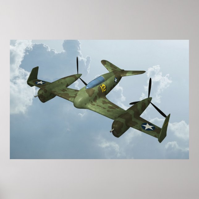 Poster Illustration de Vol de Warbird Militaire d'Art d'A (Devant)